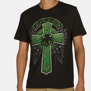 Celtic Cross Black and Green Graphic T-Shirt